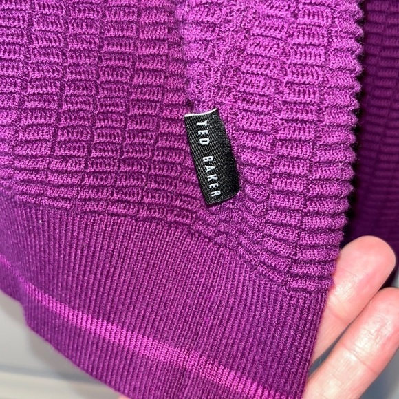 Ted Baker London beautiful vibrant purple cotton blend waffled sweater XL (6) - Picture 5 of 10